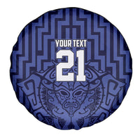 Custom Basketball New Zealand Spare Tire Cover Blue Maori Ta Moko Indigenous LT9 - Polynesian Pride