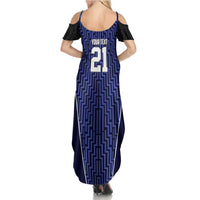 Custom Basketball New Zealand Summer Maxi Dress Blue Maori Ta Moko Indigenous LT9 - Polynesian Pride