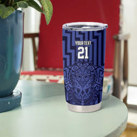 Custom Basketball New Zealand Tumbler Cup Blue Maori Ta Moko Indigenous LT9 - Polynesian Pride