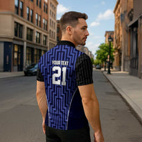 Custom Basketball New Zealand Zipper Polo Shirt Blue Maori Ta Moko Indigenous LT9 - Polynesian Pride