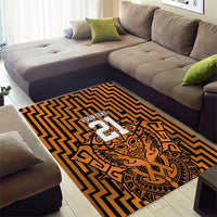Custom Basketball New Zealand Area Rug Gold Maori Ta Moko Indigenous - Polynesian Pride
