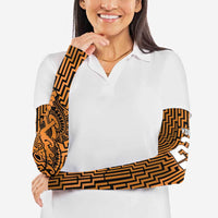Custom Basketball New Zealand Arm Sleeves Gold Maori Ta Moko Indigenous LT9 - Polynesian Pride