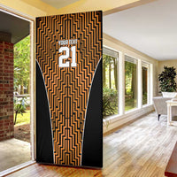 Custom Basketball New Zealand Door Cover Gold Maori Ta Moko Indigenous LT9 - Polynesian Pride