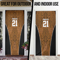 Custom Basketball New Zealand Door Cover Gold Maori Ta Moko Indigenous LT9 - Polynesian Pride
