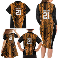 Custom Basketball New Zealand Family Matching Long Sleeve Bodycon Dress and Hawaiian Shirt Gold Maori Ta Moko Indigenous LT9 - Polynesian Pride