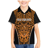 Custom Basketball New Zealand Family Matching Mermaid Dress and Hawaiian Shirt Gold Maori Ta Moko Indigenous LT9 Son's Shirt Gold - Polynesian Pride