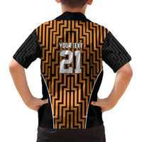 Custom Basketball New Zealand Family Matching Off The Shoulder Long Sleeve Dress and Hawaiian Shirt Gold Maori Ta Moko Indigenous LT9 - Polynesian Pride
