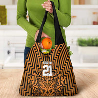 Custom Basketball New Zealand Grocery Bag Gold Maori Ta Moko Indigenous LT9 - Polynesian Pride