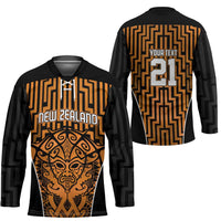 Custom Basketball New Zealand Hockey Jersey Gold Maori Ta Moko Indigenous LT9 - Polynesian Pride