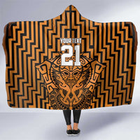 Custom Basketball New Zealand Hooded Blanket Gold Maori Ta Moko Indigenous LT9 One Size Gold - Polynesian Pride