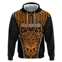 Custom Basketball New Zealand Hoodie Gold Maori Ta Moko Indigenous - Polynesian Pride