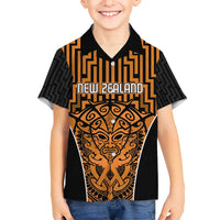 Custom Basketball New Zealand Kid Hawaiian Shirt Gold Maori Ta Moko Indigenous LT9 Kid Gold - Polynesian Pride