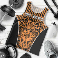 Custom Basketball New Zealand Men Tank Top Gold Maori Ta Moko Indigenous LT9 - Polynesian Pride
