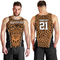 Custom Basketball New Zealand Men Tank Top Gold Maori Ta Moko Indigenous LT9 - Polynesian Pride