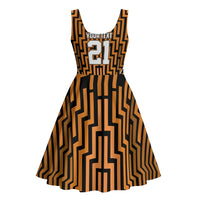Custom Basketball New Zealand Midi Dress Gold Maori Ta Moko Indigenous LT9 - Polynesian Pride