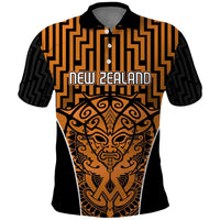 Custom Basketball New Zealand Polo Shirt Gold Maori Ta Moko Indigenous LT9 Gold - Polynesian Pride
