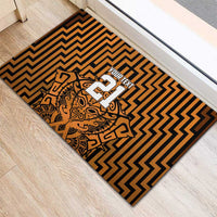 Custom Basketball New Zealand Rubber Doormat Gold Maori Ta Moko Indigenous - Polynesian Pride