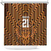 Custom Basketball New Zealand Shower Curtain Gold Maori Ta Moko Indigenous LT9 Gold - Polynesian Pride
