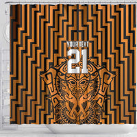 Custom Basketball New Zealand Shower Curtain Gold Maori Ta Moko Indigenous LT9 - Polynesian Pride