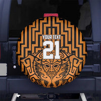 Custom Basketball New Zealand Spare Tire Cover Gold Maori Ta Moko Indigenous LT9 No hole Gold - Polynesian Pride