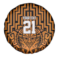 Custom Basketball New Zealand Spare Tire Cover Gold Maori Ta Moko Indigenous LT9 - Polynesian Pride