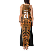 Custom Basketball New Zealand Tank Maxi Dress Gold Maori Ta Moko Indigenous LT9 - Polynesian Pride