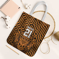 Custom Basketball New Zealand Tote Bag Gold Maori Ta Moko Indigenous LT9 White Strap One Size Gold - Polynesian Pride