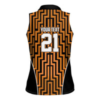 Custom Basketball New Zealand Women Sleeveless Polo Shirt Gold Maori Ta Moko Indigenous LT9 - Polynesian Pride