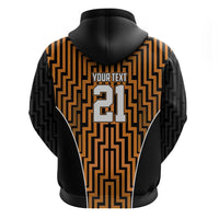 Custom Basketball New Zealand Zip Hoodie Gold Maori Ta Moko Indigenous LT9 - Polynesian Pride