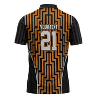 Custom Basketball New Zealand Zipper Polo Shirt Gold Maori Ta Moko Indigenous LT9 - Polynesian Pride