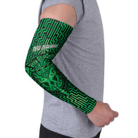 Custom Basketball New Zealand Arm Sleeves Green Maori Ta Moko Indigenous LT9 - Polynesian Pride