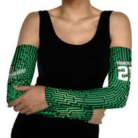 Custom Basketball New Zealand Arm Sleeves Green Maori Ta Moko Indigenous LT9 - Polynesian Pride