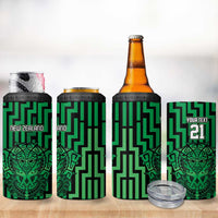 Custom Basketball New Zealand 4 in 1 Can Cooler Tumbler Green Maori Ta Moko Indigenous LT9 - Polynesian Pride