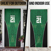 Custom Basketball New Zealand Door Cover Green Maori Ta Moko Indigenous LT9 - Polynesian Pride