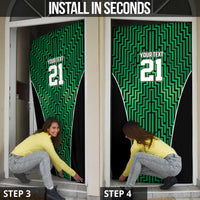 Custom Basketball New Zealand Door Cover Green Maori Ta Moko Indigenous LT9 - Polynesian Pride