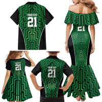Custom Basketball New Zealand Family Matching Mermaid Dress and Hawaiian Shirt Green Maori Ta Moko Indigenous LT9 - Polynesian Pride