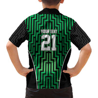Custom Basketball New Zealand Family Matching Off Shoulder Maxi Dress and Hawaiian Shirt Green Maori Ta Moko Indigenous LT9 - Polynesian Pride