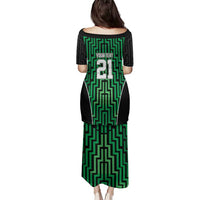 Custom Basketball New Zealand Family Matching Puletasi and Hawaiian Shirt Green Maori Ta Moko Indigenous - Polynesian Pride