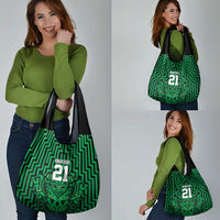 Custom Basketball New Zealand Grocery Bag Green Maori Ta Moko Indigenous LT9 - Polynesian Pride