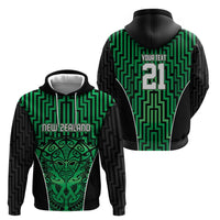 Custom Basketball New Zealand Hoodie Green Maori Ta Moko Indigenous - Polynesian Pride