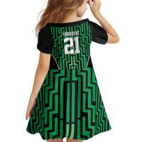 Custom Basketball New Zealand Kid Short Sleeve Dress Green Maori Ta Moko Indigenous LT9 - Polynesian Pride