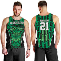 Custom Basketball New Zealand Men Tank Top Green Maori Ta Moko Indigenous LT9 - Polynesian Pride
