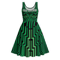 Custom Basketball New Zealand Midi Dress Green Maori Ta Moko Indigenous LT9 Green - Polynesian Pride