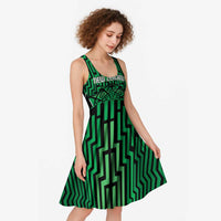 Custom Basketball New Zealand Midi Dress Green Maori Ta Moko Indigenous LT9 - Polynesian Pride