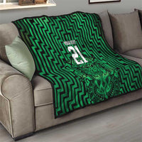 Custom Basketball New Zealand Quilt Green Maori Ta Moko Indigenous - Polynesian Pride