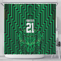 Custom Basketball New Zealand Shower Curtain Green Maori Ta Moko Indigenous LT9 - Polynesian Pride