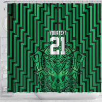 Custom Basketball New Zealand Shower Curtain Green Maori Ta Moko Indigenous LT9 - Polynesian Pride