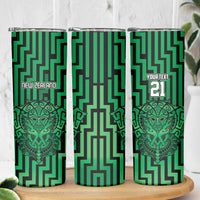 Custom Basketball New Zealand Skinny Tumbler Green Maori Ta Moko Indigenous LT9 - Polynesian Pride