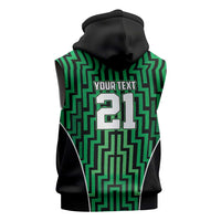 Custom Basketball New Zealand Sleeveless Zip Hoodie Green Maori Ta Moko Indigenous LT9 - Polynesian Pride