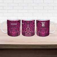 Custom Basketball New Zealand Ceramic Mug Pink Maori Ta Moko Indigenous - Polynesian Pride